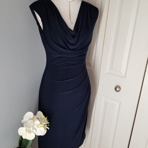 Lauren Ralph Lauren Sleeveless Navy Blue Dress 10 - Picture 1 of 6